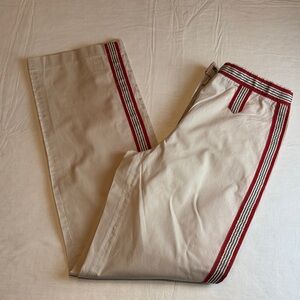R Studio By Anna Riska Women's Tan Chinos Red Stripe Accents XS/S